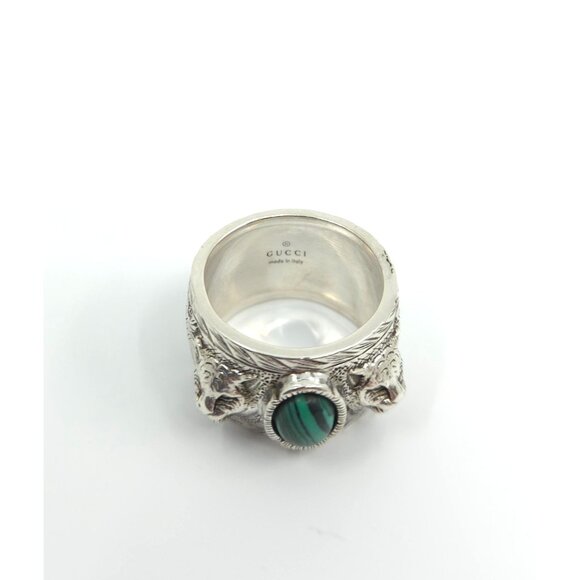 Gucci Sterling Silver Garden Malachite Ring Size 20EU 9US - Picture 16 of 16